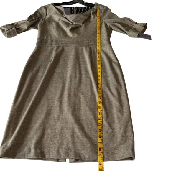 Kay Unger New York Stretch Midi Dress With Cowl Neck & Elbow-Length Sleeve - Picture 6 of 11